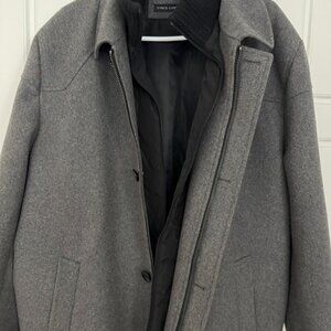 Vince Camuto Wool Peacoat Men Large Gray XXL Laminated Shell Wind Rain Protected